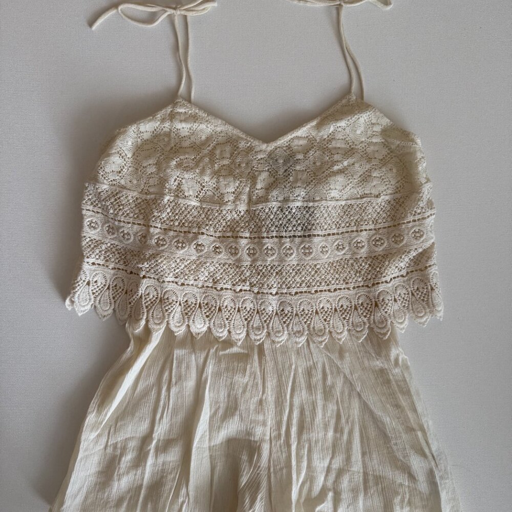 NWT TOPSHOP Ivory 100% Cotton Summer Crochet Lace Romper Size EU 38 UK 10 US 6